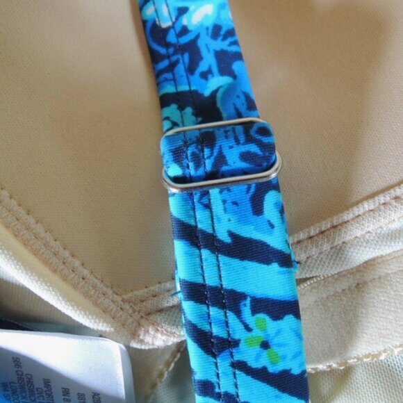 D & Co. Beach Blue & Green Paisley Ruched Swim Dress One Piece Skirt 16 - Picture 9 of 12